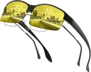 Night Vision Driving Glasses Fit Over for Men Women, Anti Glare Polarized Nighttime Eyeglasses TS1218
