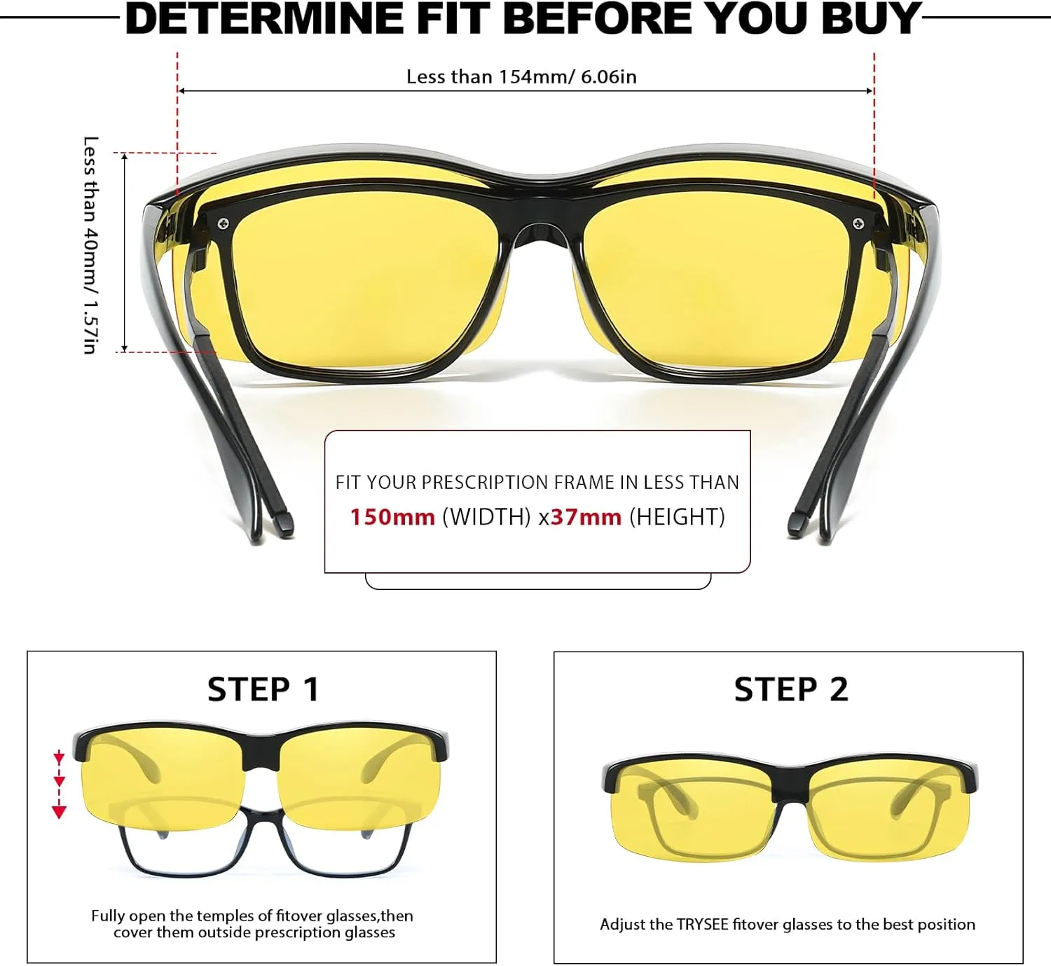 Night Vision Driving Glasses Fit Over for Men Women, Anti Glare Polarized Nighttime Eyeglasses TS1218
