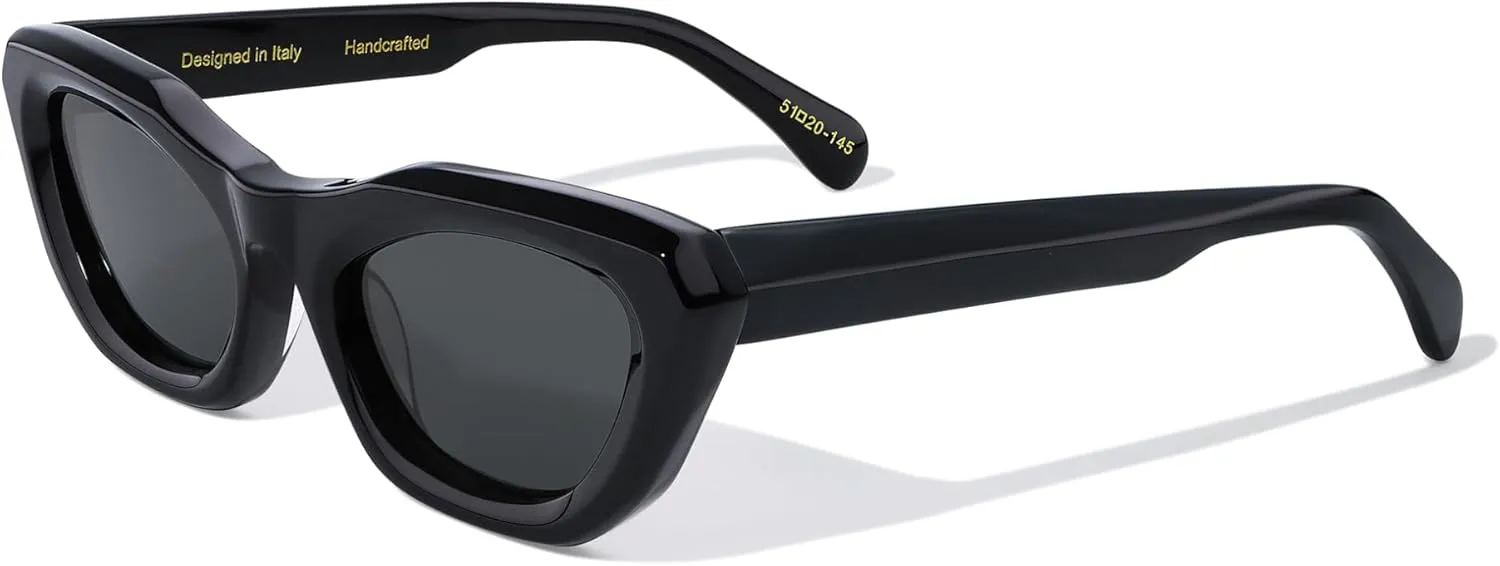 Non Polarized Cat Eye Acetate Sunglasses 145mm Frame with UV Protection Impact Resistant Nylon Lens Retro Shades