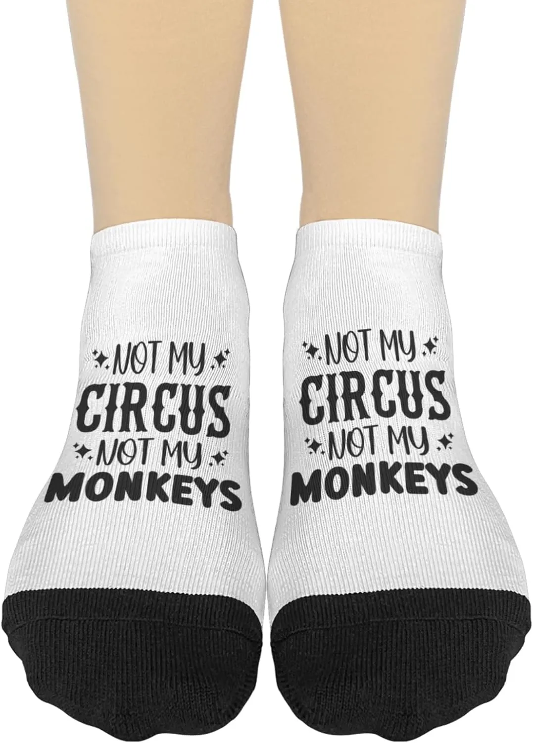 Not my circus, not my monkeys Socks No Show Socks Novelty Socks Women Slouch Socks Holiday Gifts for Husband Low Cut Socks, White