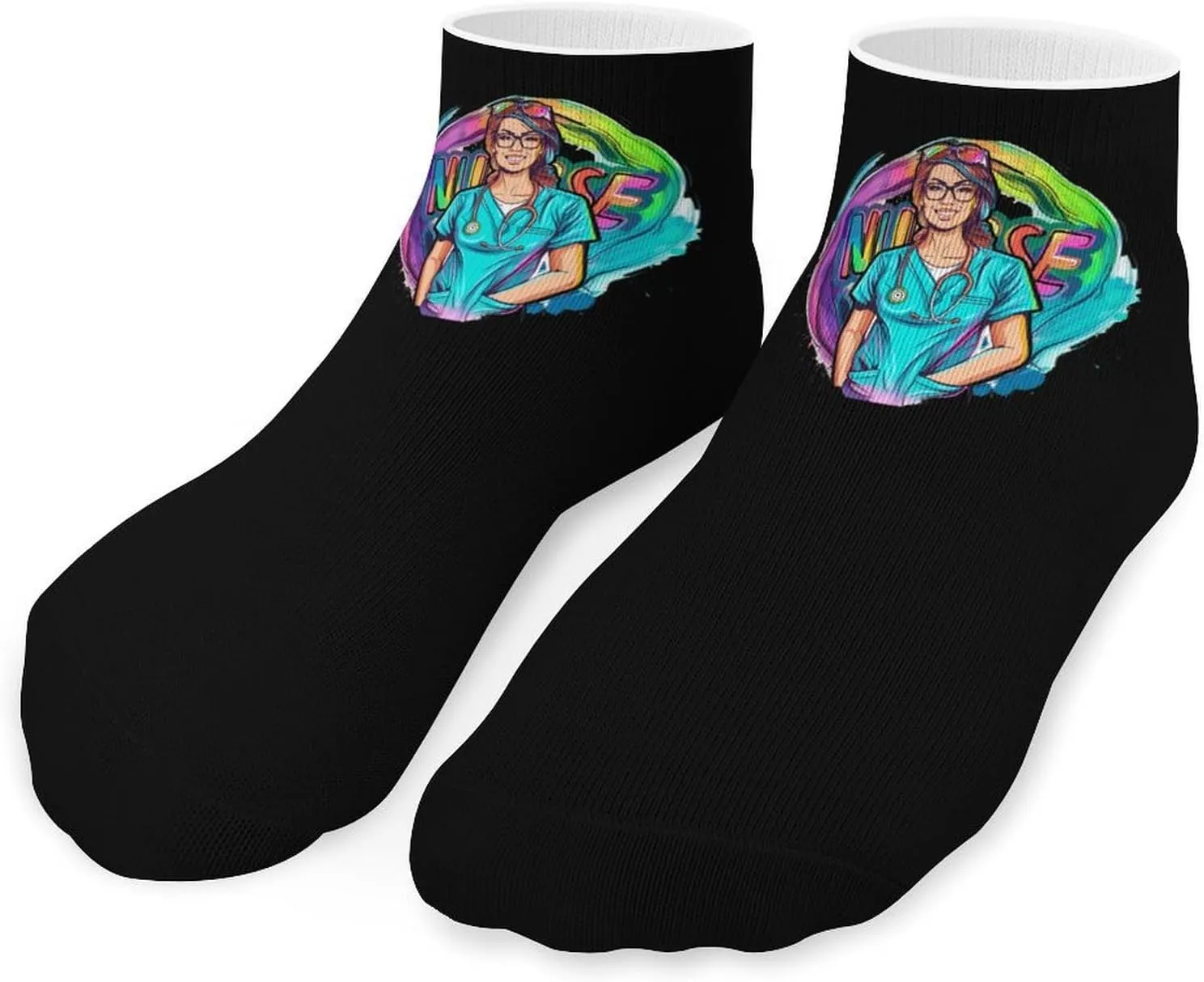 Nurse Day Tie Dye Ankle Socks Breathable Low Cut Sports Socks Casual No Show Sock for Women Men