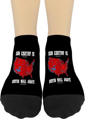 Our Countrys Is Doing Wells Again US Map Womens Socks Crew Athletic Women Sock