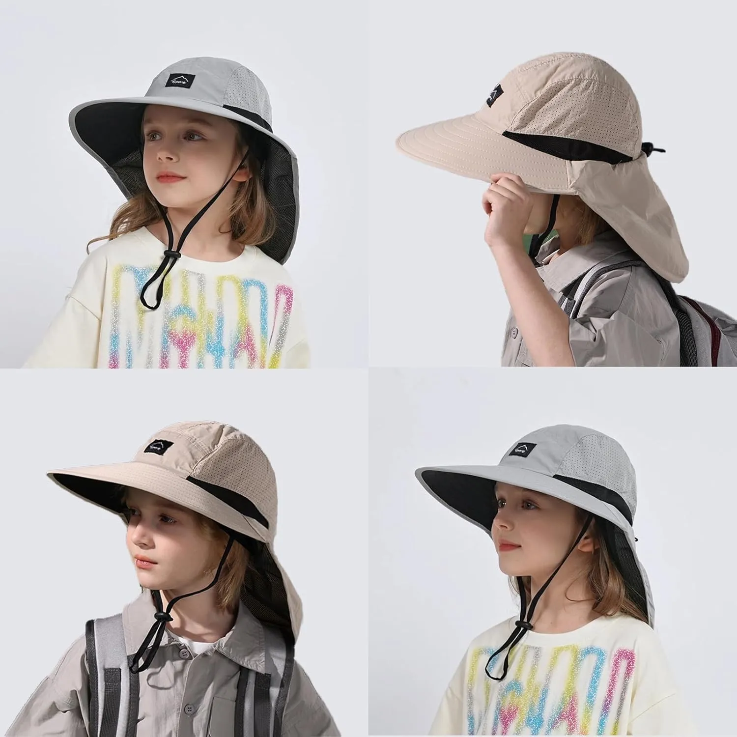 Outdoor Kids Sun Hat with Neck Flap UPF 50  Quick Dry Beach Hats for Baby Boys Girls Age 2-12 Years Adjustable