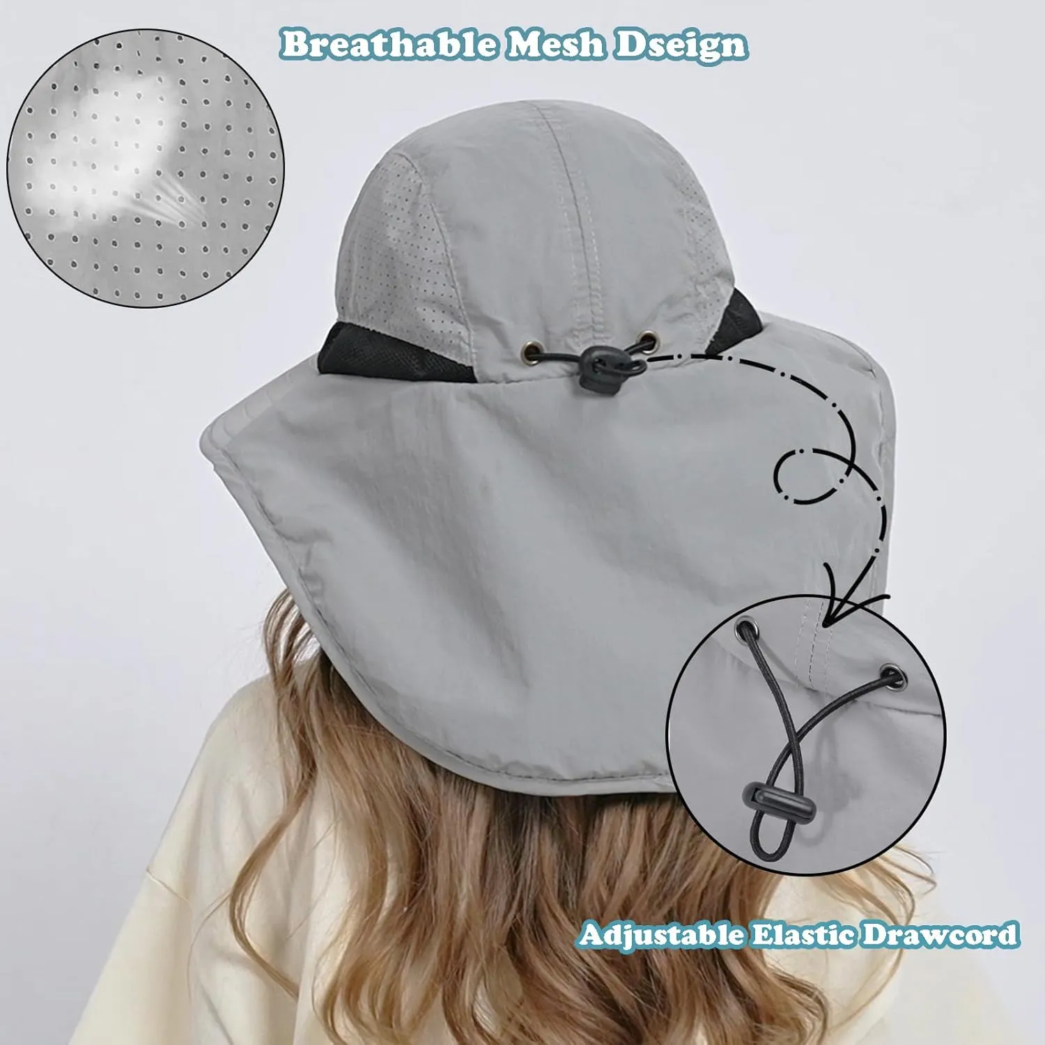 Outdoor Kids Sun Hat with Neck Flap UPF 50  Quick Dry Beach Hats for Baby Boys Girls Age 2-12 Years Adjustable