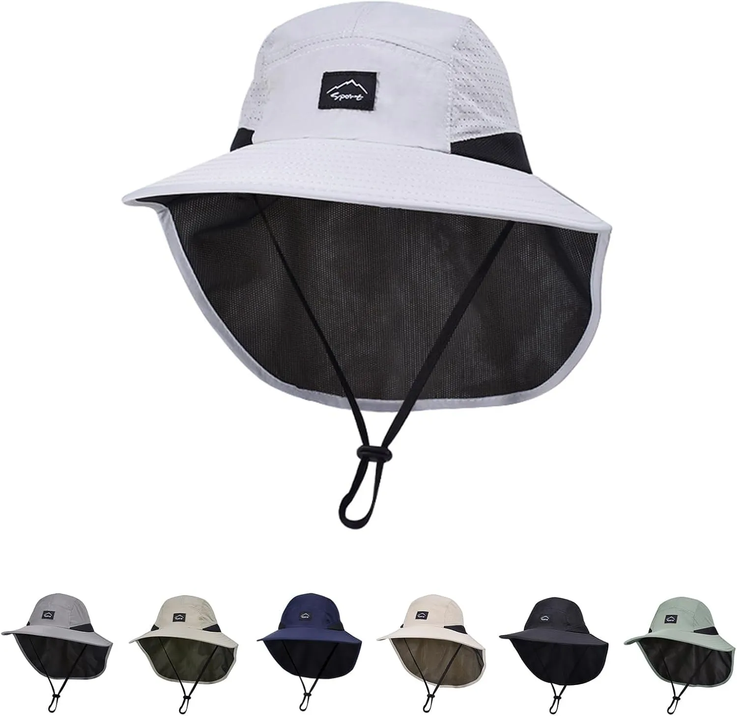 Outdoor Kids Sun Hat with Neck Flap UPF 50  Quick Dry Beach Hats for Baby Boys Girls Age 2-12 Years Adjustable