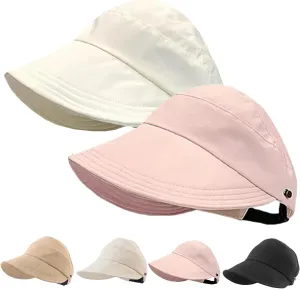 Outdoor Uv Protection Hollow Top Sun Hat, 2024 New Women's Large Brim UV Protection Empty Top Sun Hat, Outdoor Wide Brim Hat