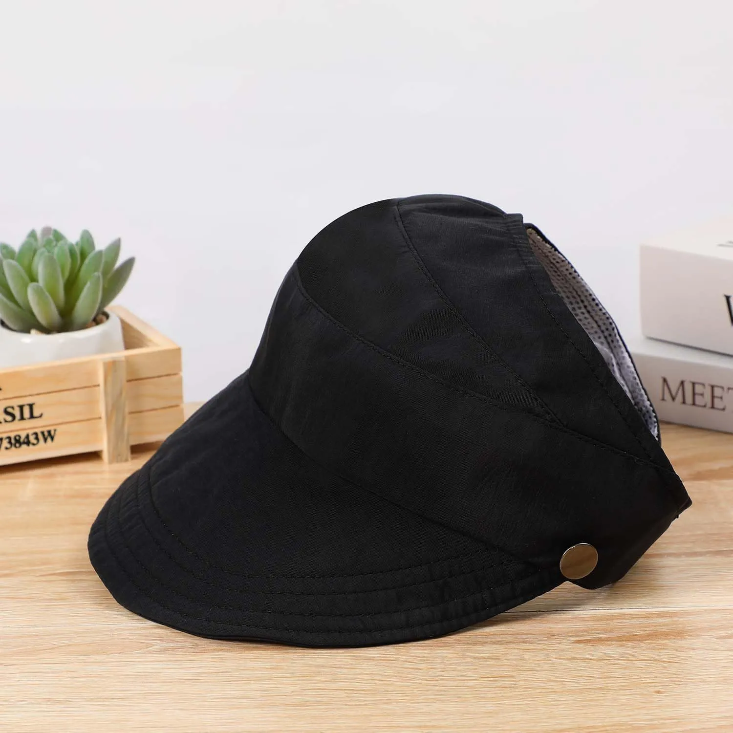 Outdoor Uv Protection Hollow Top Sun Hat, Summer Wide Brim Sun Protection Hat, Women's Outdoor Adjustable Sun Hats