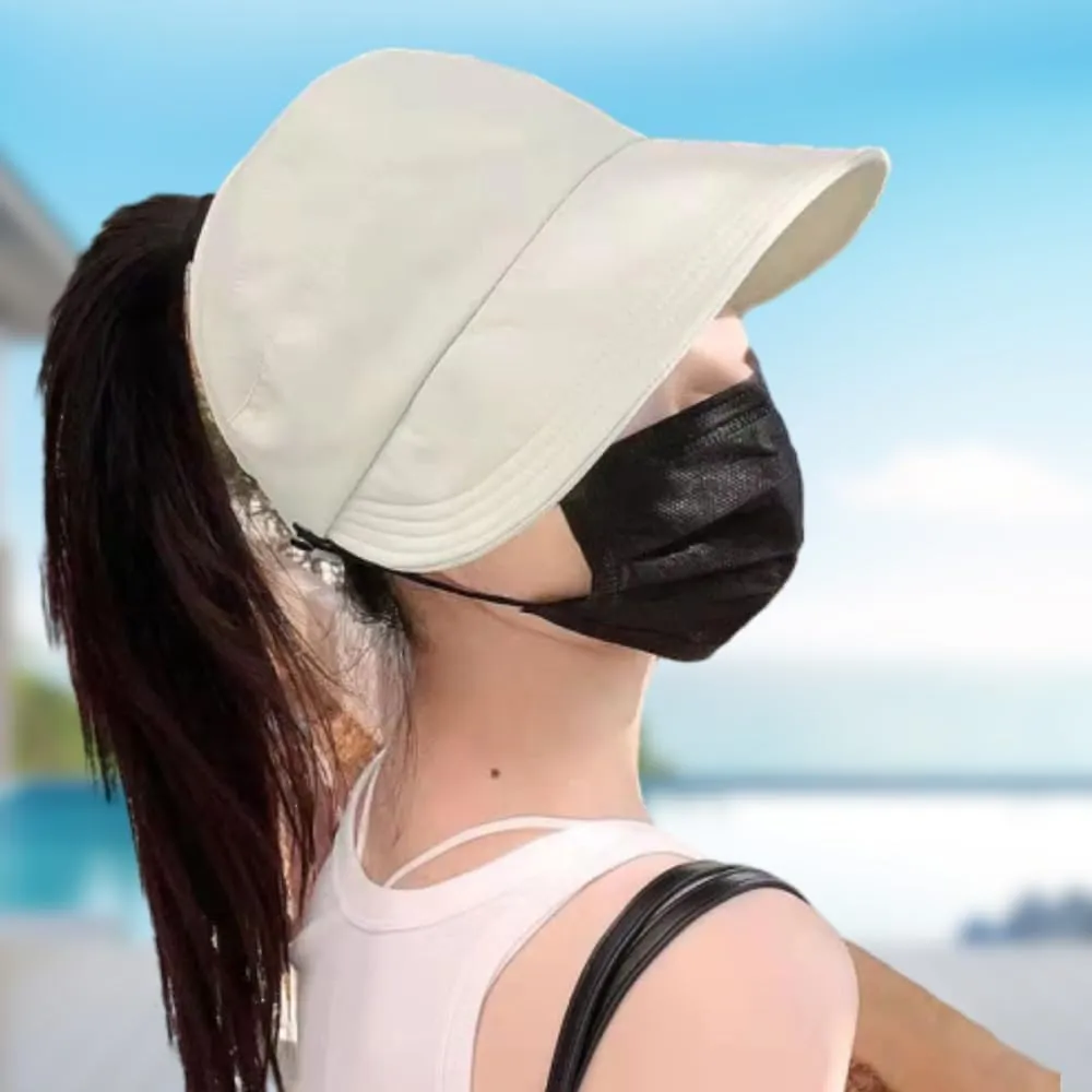 Outdoor Uv Protection Hollow Top Sun Hat, Summer Wide Brim Sun Protection Hat, Women's Outdoor Adjustable Sun Hats