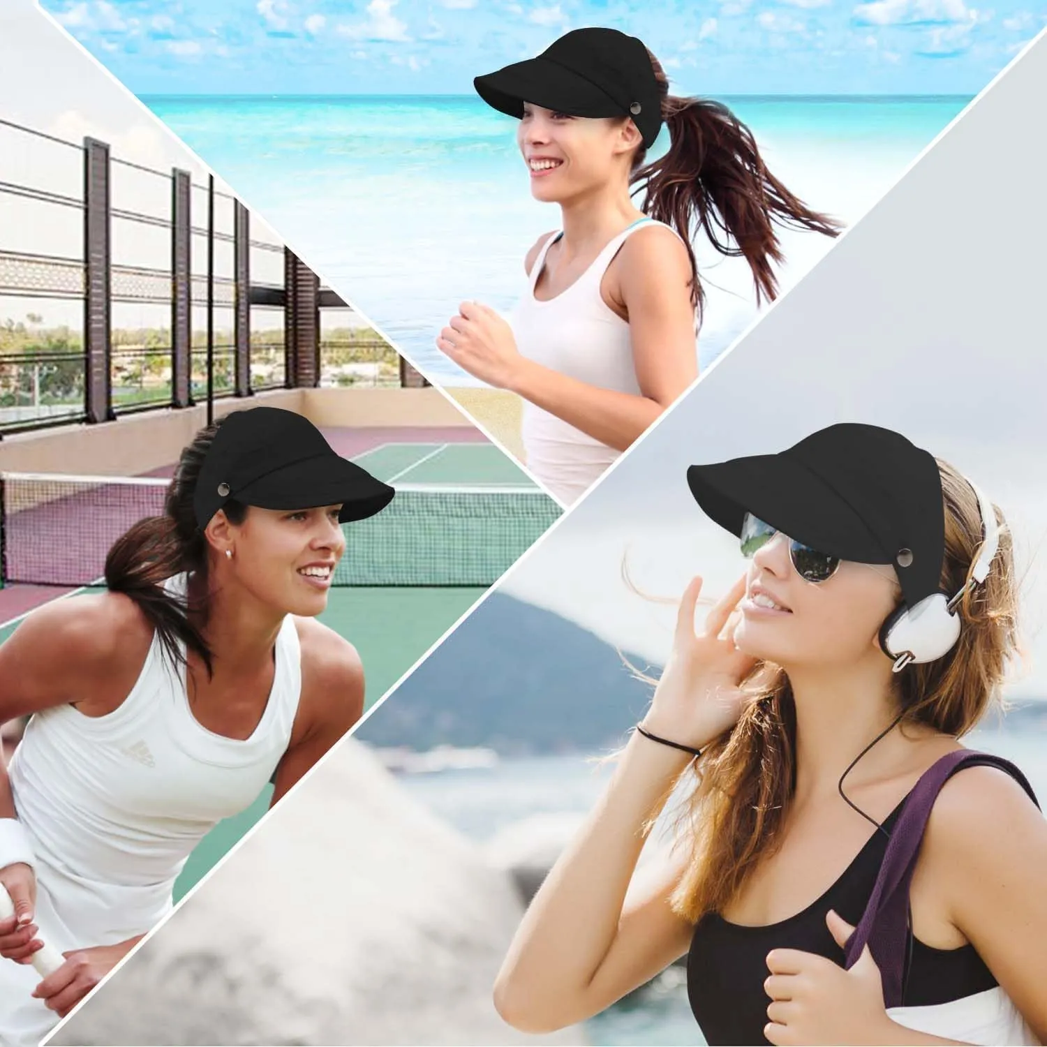 Outdoor Uv Protection Hollow Top Sun Hat, Summer Wide Brim Sun Protection Hat, Women's Outdoor Adjustable Sun Hats