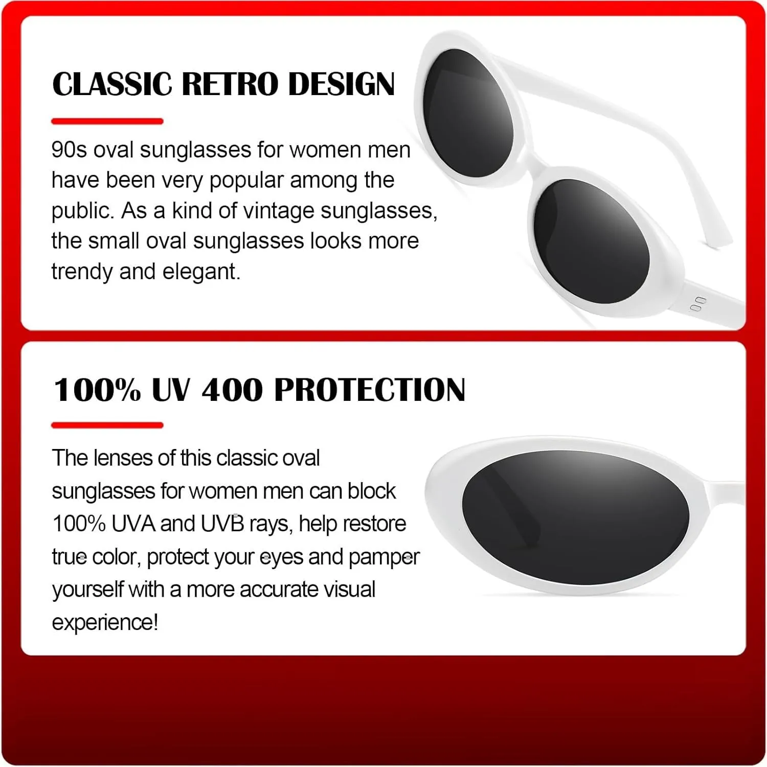 Oval Sunglasses For Women Men Fashion Small Oval Sunglasses 90S Vintage Shades Glass Frames