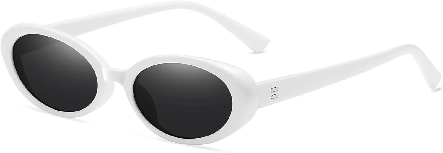 Oval Sunglasses For Women Men Fashion Small Oval Sunglasses 90S Vintage Shades Glass Frames