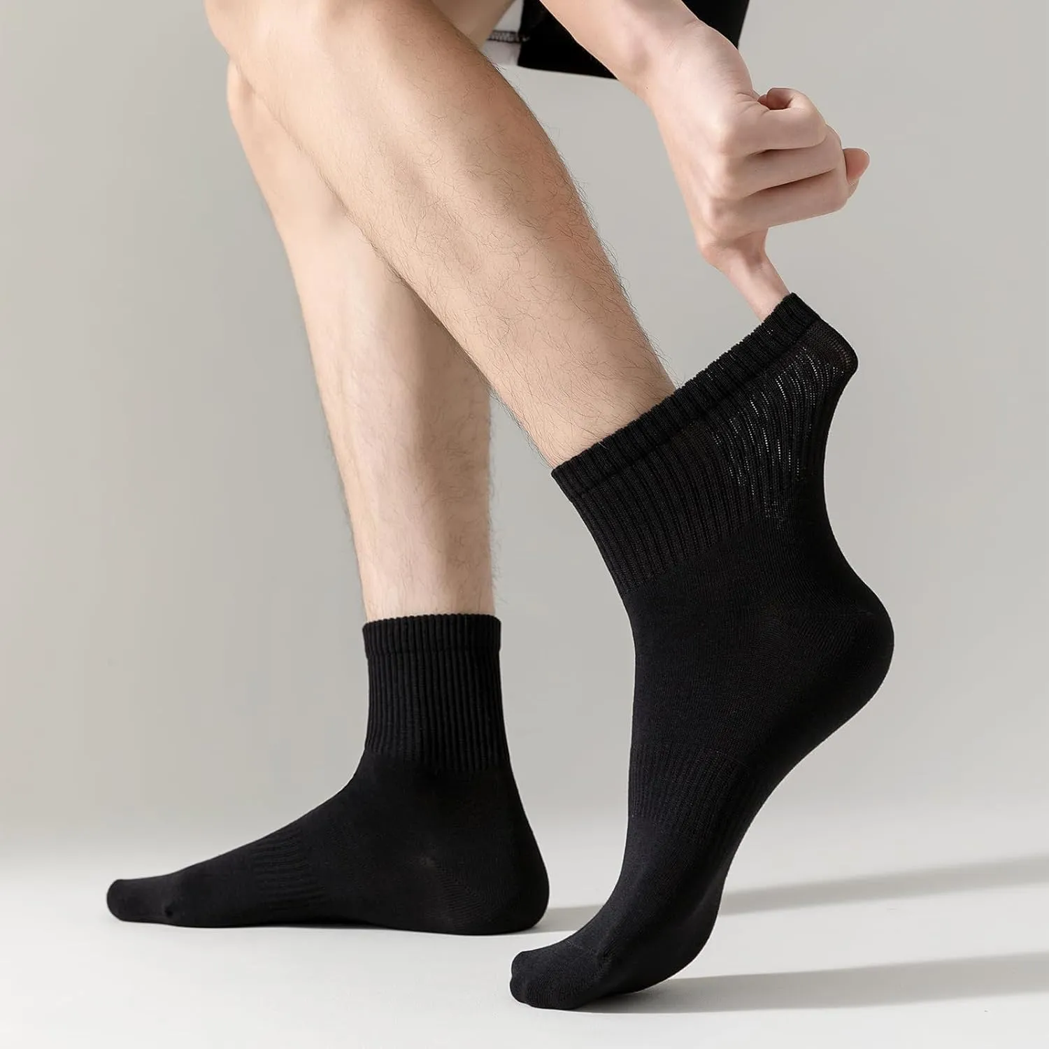 PADFOM Men's Athletic Ankle Socks 5 Pairs Thick Cushion Running Socks for Men Cotton Socks 7-12