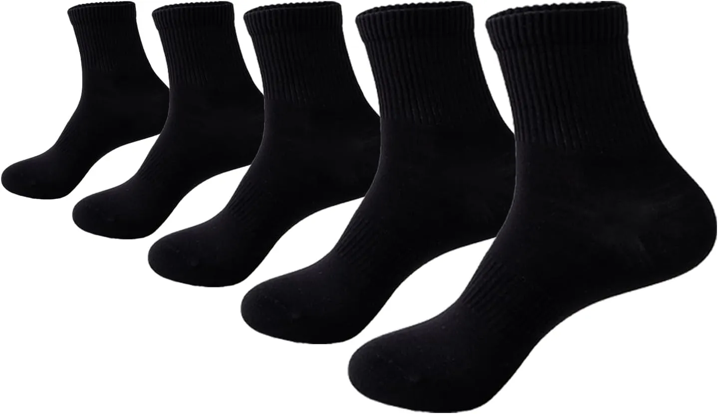 PADFOM Men's Athletic Ankle Socks 5 Pairs Thick Cushion Running Socks for Men Cotton Socks 7-12
