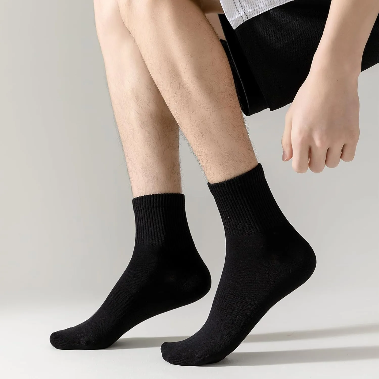 PADFOM Men's Athletic Ankle Socks 5 Pairs Thick Cushion Running Socks for Men Cotton Socks 7-12