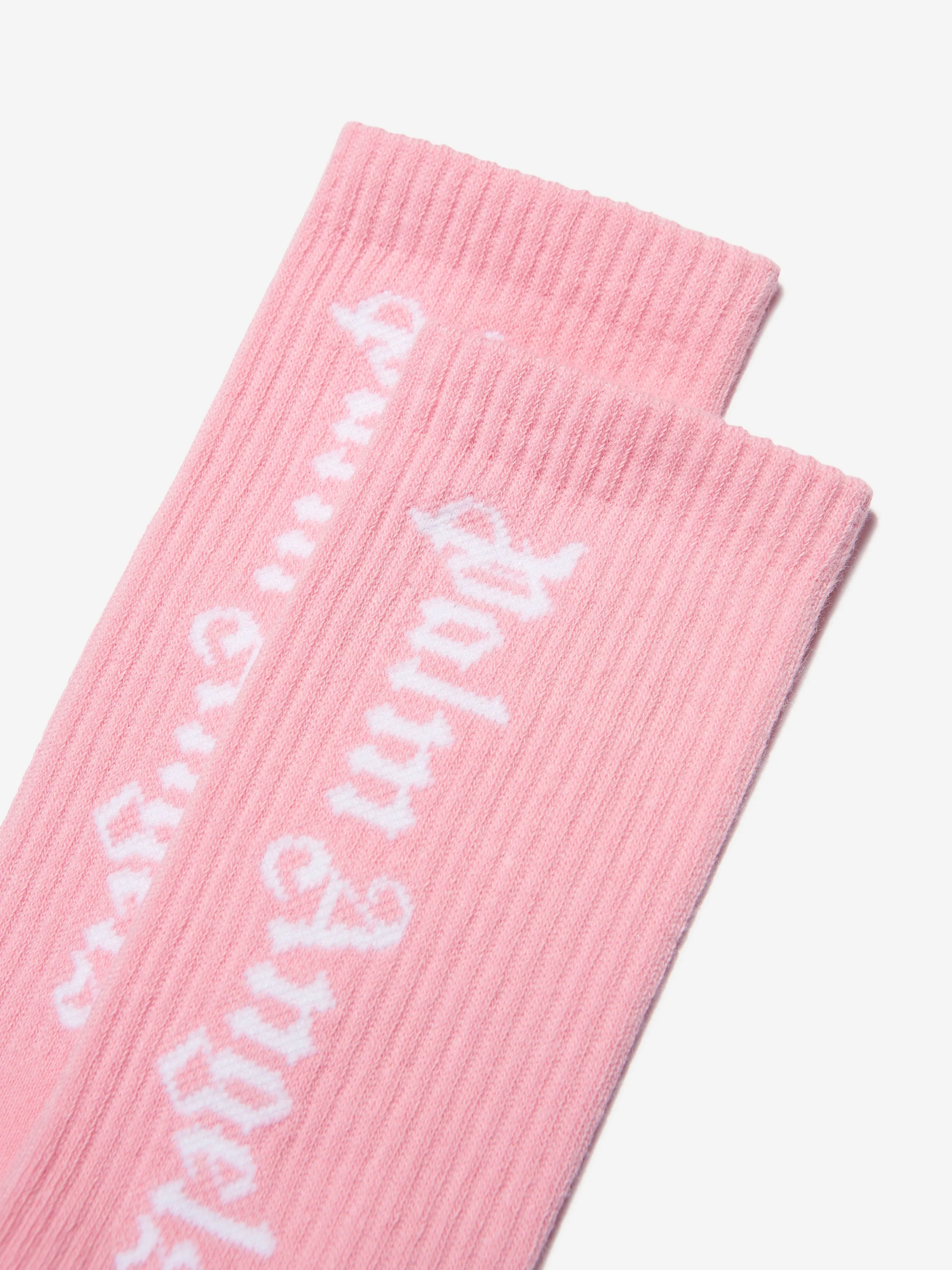 Palm Angels Girls Logo Socks in Pink