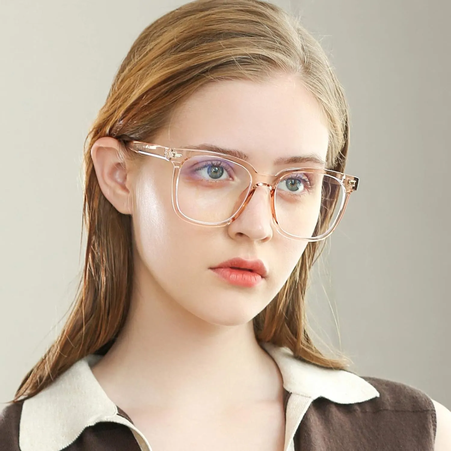 PANNER Oversized Square Blue Light Blocking Glasses for Women Men Anti Glare Reduce Eyestrain Computer Glasses