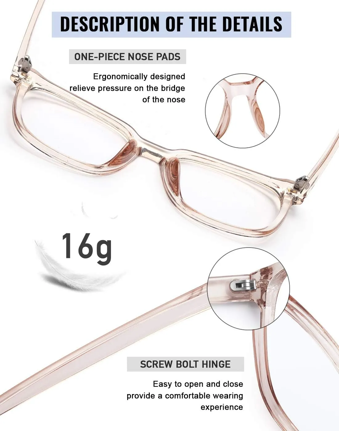 PANNER Oversized Square Blue Light Blocking Glasses for Women Men Anti Glare Reduce Eyestrain Computer Glasses