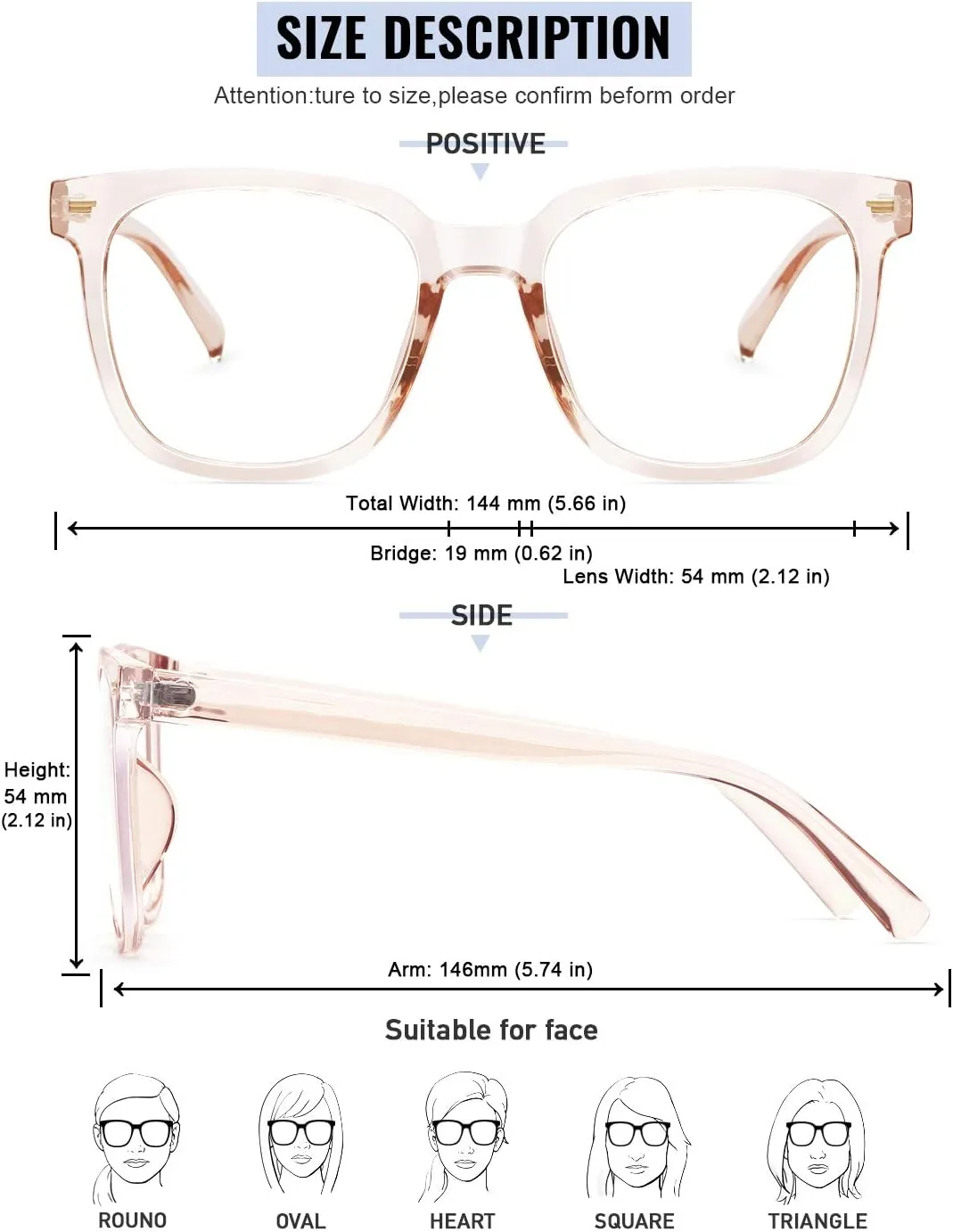 PANNER Oversized Square Blue Light Blocking Glasses for Women Men Anti Glare Reduce Eyestrain Computer Glasses