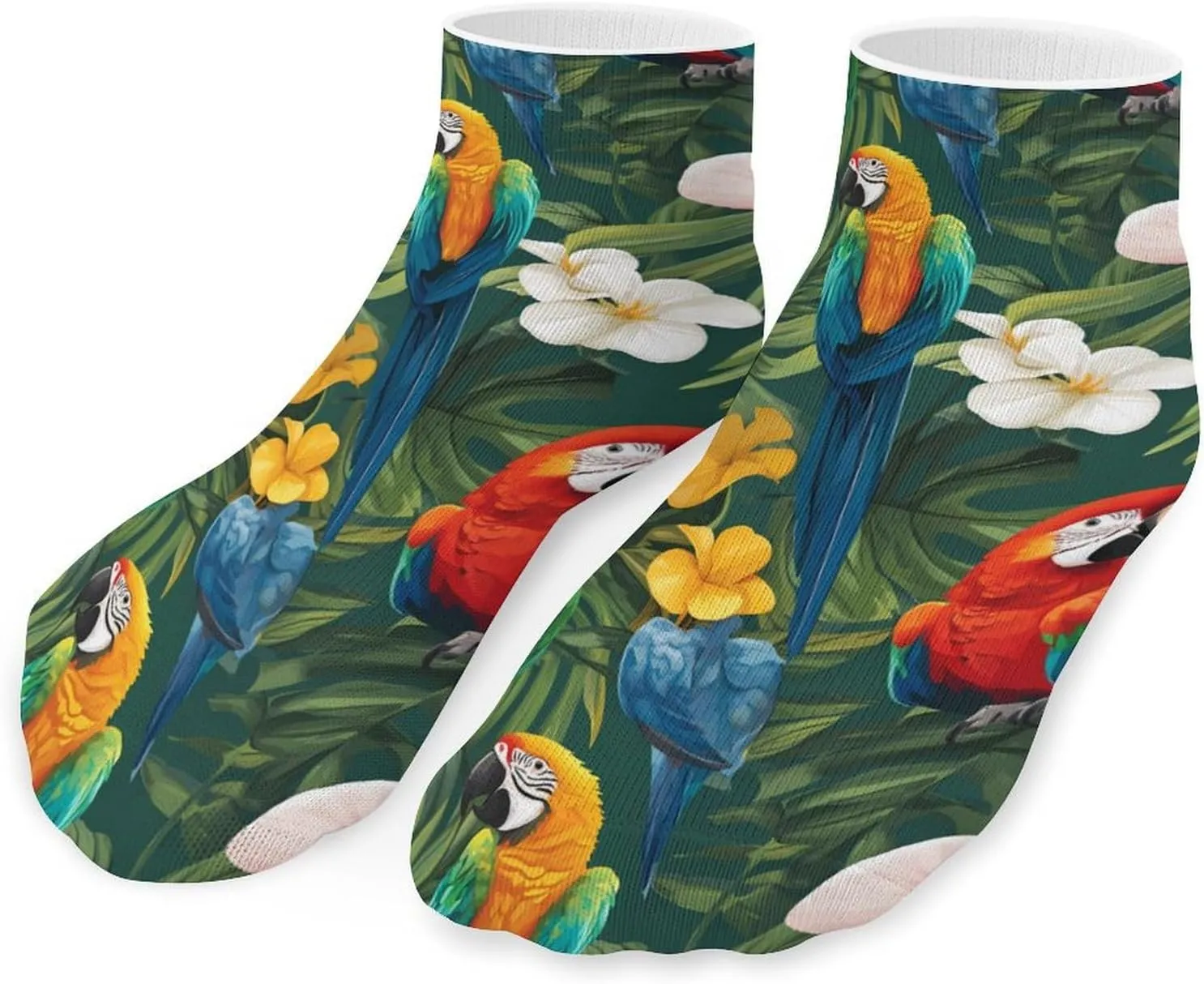 Parrots Flowers Low Cut Ankle Socks Non Slip Invisible Liner Sock Pack Casual Socks For Men Women