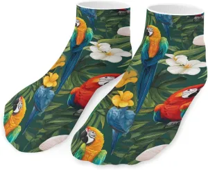 Parrots Flowers Low Cut Ankle Socks Non Slip Invisible Liner Sock Pack Casual Socks For Men Women