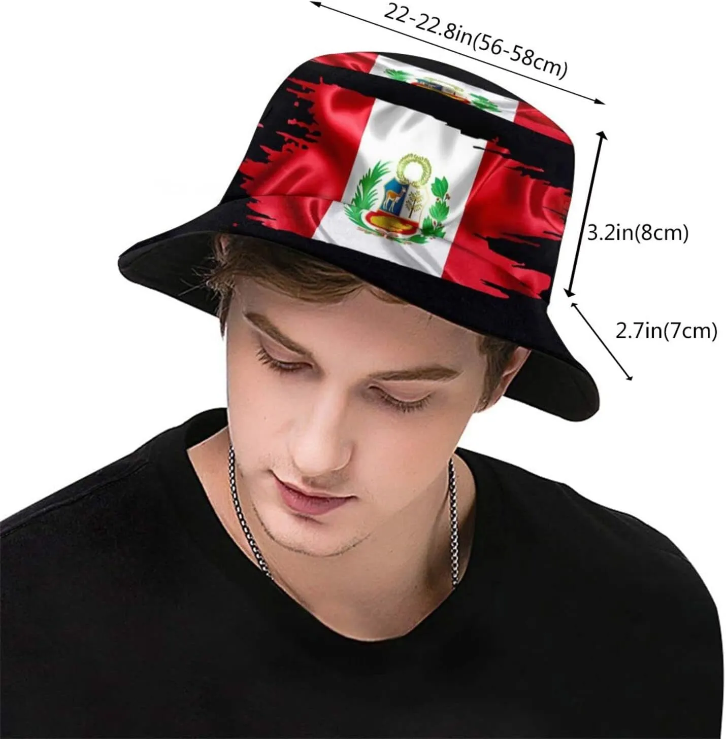 Peru Flag Bucket Hat Wide Brim Sun Protection Hat Boonie Hats Fishing Hiking Safari Outdoor Peruvian Hats for Men Women