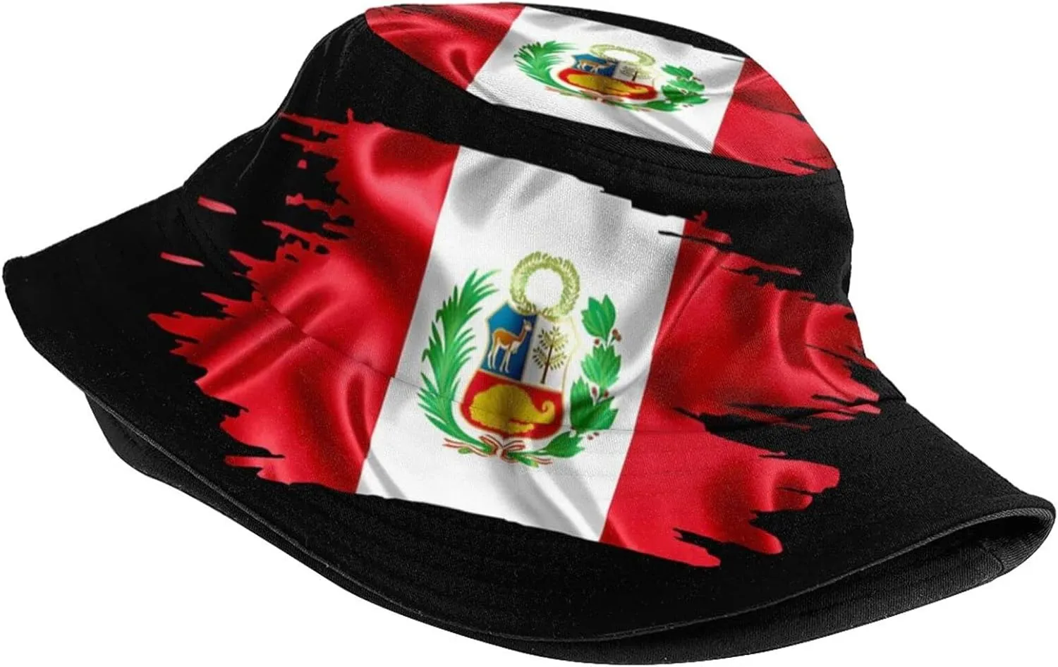 Peru Flag Bucket Hat Wide Brim Sun Protection Hat Boonie Hats Fishing Hiking Safari Outdoor Peruvian Hats for Men Women