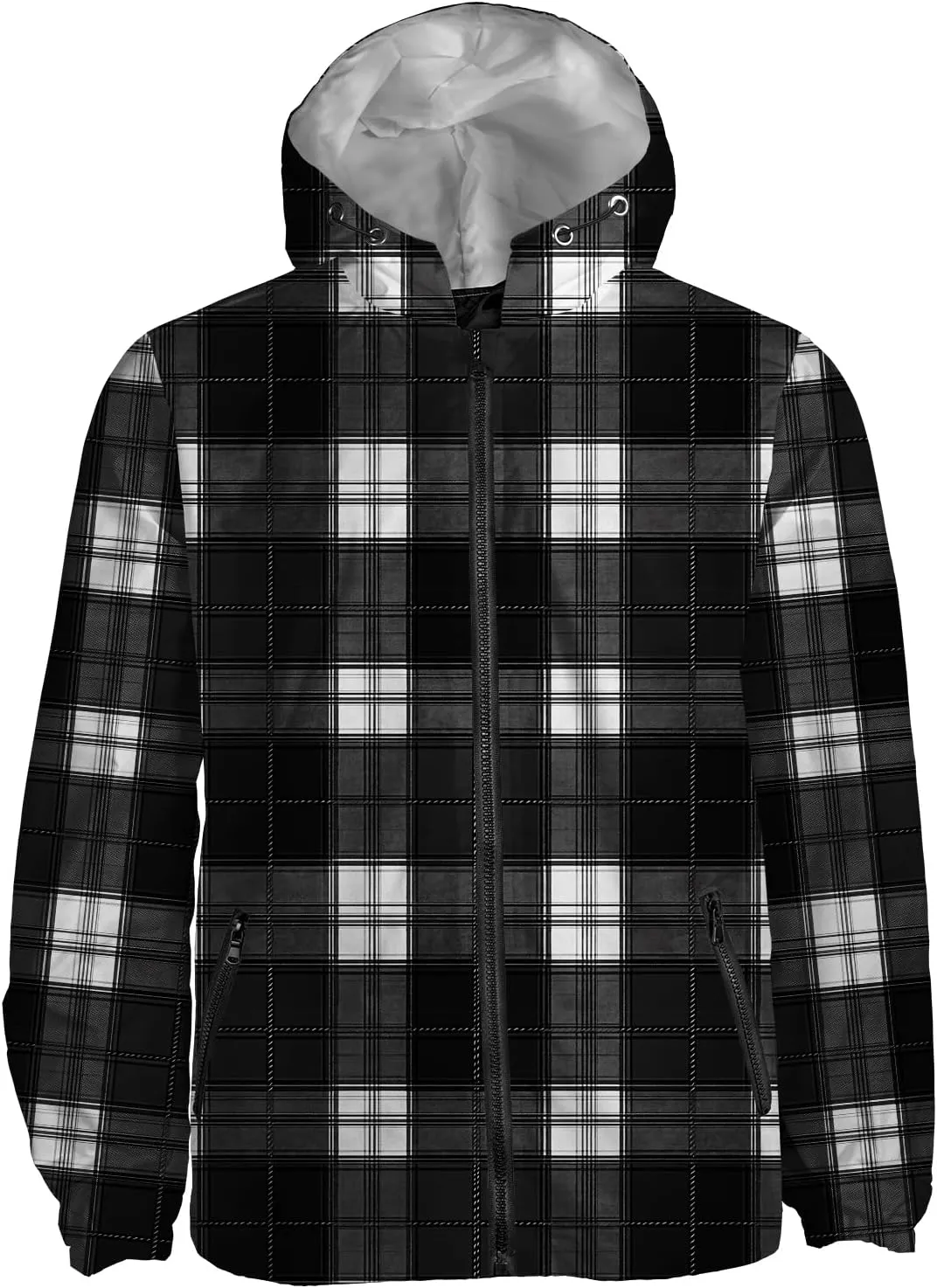 Plaid Printed Rain Jacket Men Women, Lighweight Hiking Athletic Running Hiking Water Resistant Jacket
