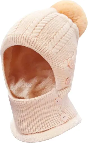 Plush-Lined Thickened Thermal Hat with Face Mas for Men and Women, Ski Winter Hats for Cold for Women