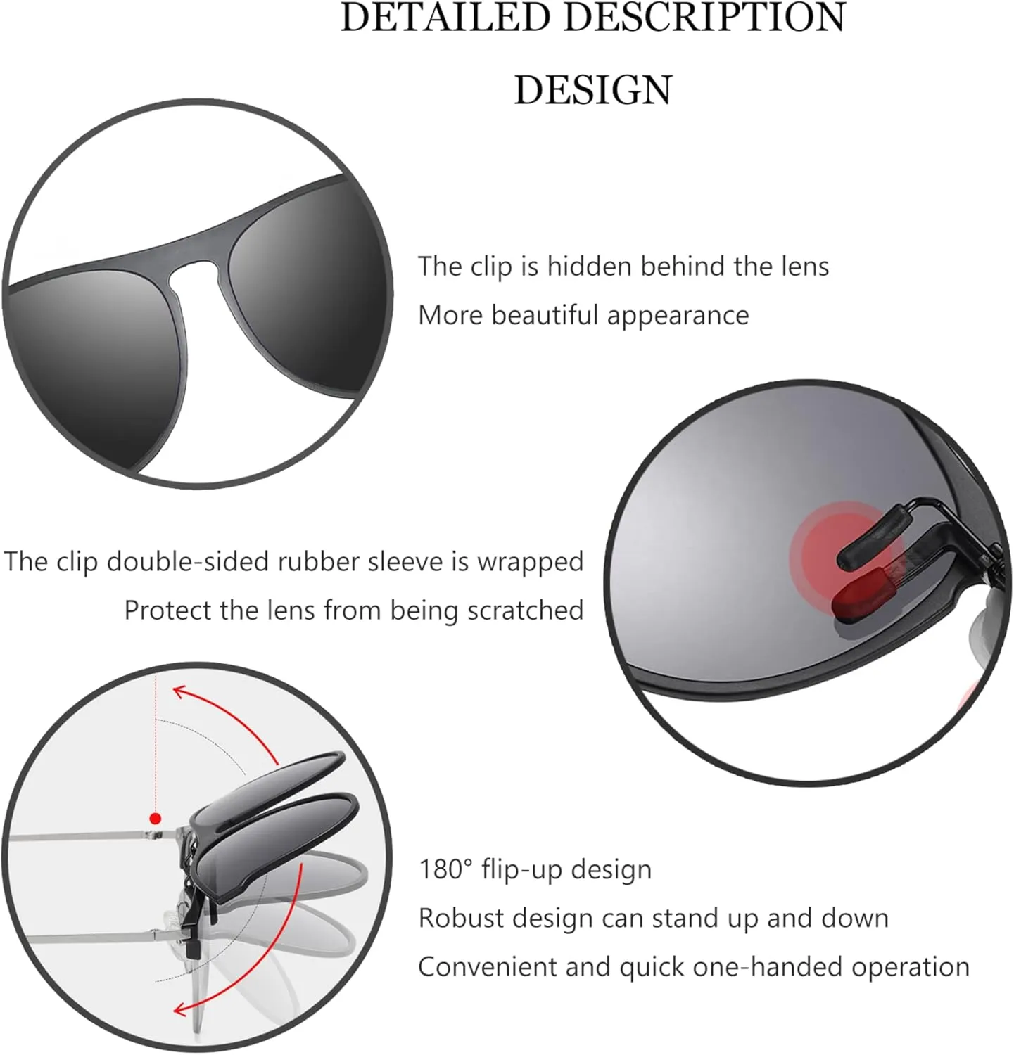 Polarized Clip On Flip Up UV Protection and Anti-Glare Outdoor Sunglasses for Prescription Glasses