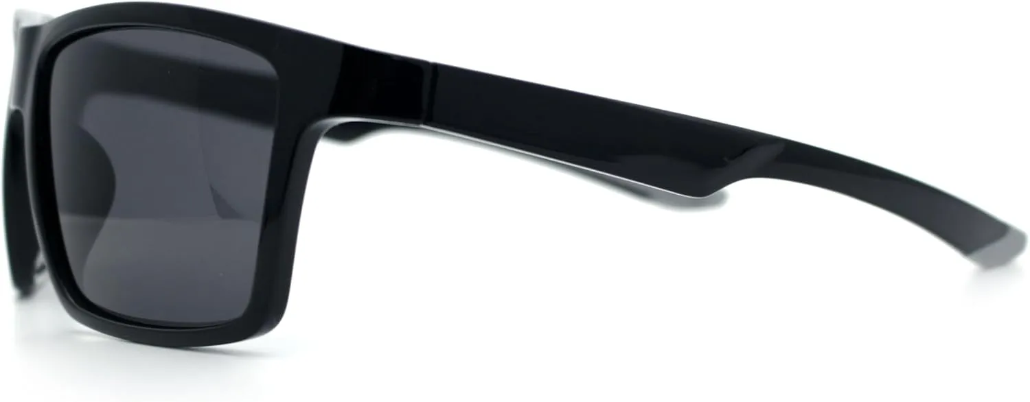 Polarized Color Mirror Mens Rectangle Sport Horn Rim Plastic Sunglasses
