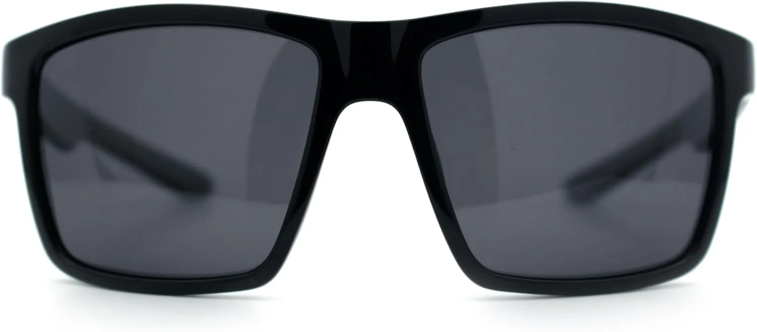 Polarized Color Mirror Mens Rectangle Sport Horn Rim Plastic Sunglasses