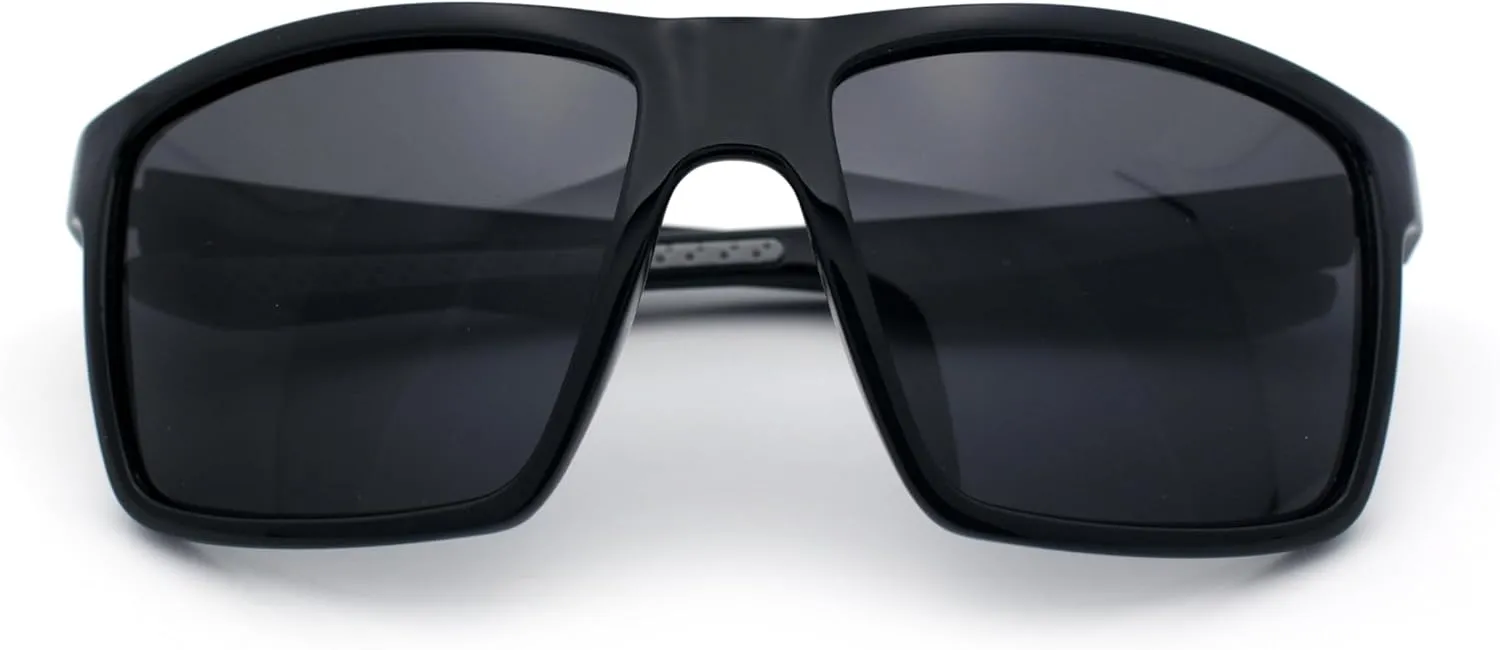 Polarized Color Mirror Mens Rectangle Sport Horn Rim Plastic Sunglasses