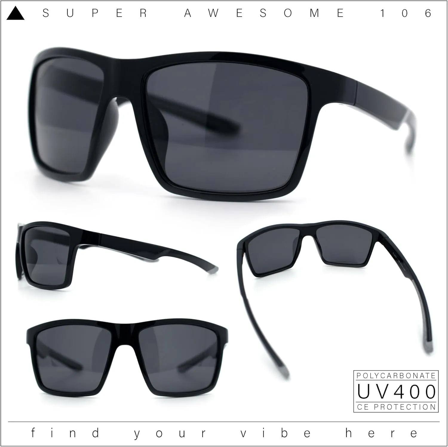 Polarized Color Mirror Mens Rectangle Sport Horn Rim Plastic Sunglasses