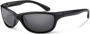 Polarized Sports Sunglasses For Men Women Durable Frame Sun Glasses For Driving Cycling Baseball Running Golf TR866 (black matte frame with black lens)
