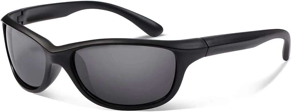Polarized Sports Sunglasses For Men Women Durable Frame Sun Glasses For Driving Cycling Baseball Running Golf TR866 (black matte frame with black lens)