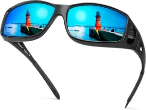 Polarized Sunglasses Fit Over Prescription Glasses for Men Women, Wrap Around Sunglasses UV400 Protection for Driving