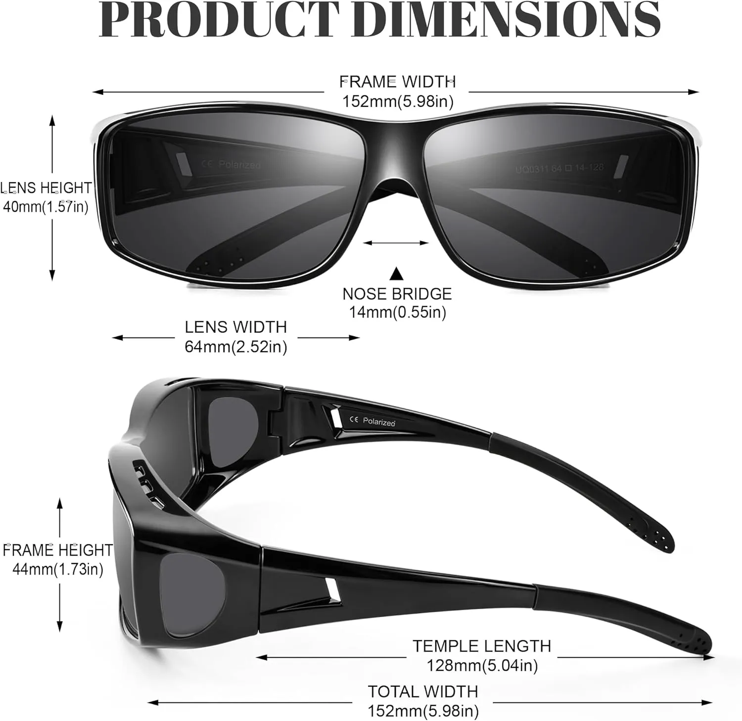 Polarized Sunglasses Fit Over Prescription Glasses for Men Women, Wrap Around Sunglasses UV400 Protection for Driving