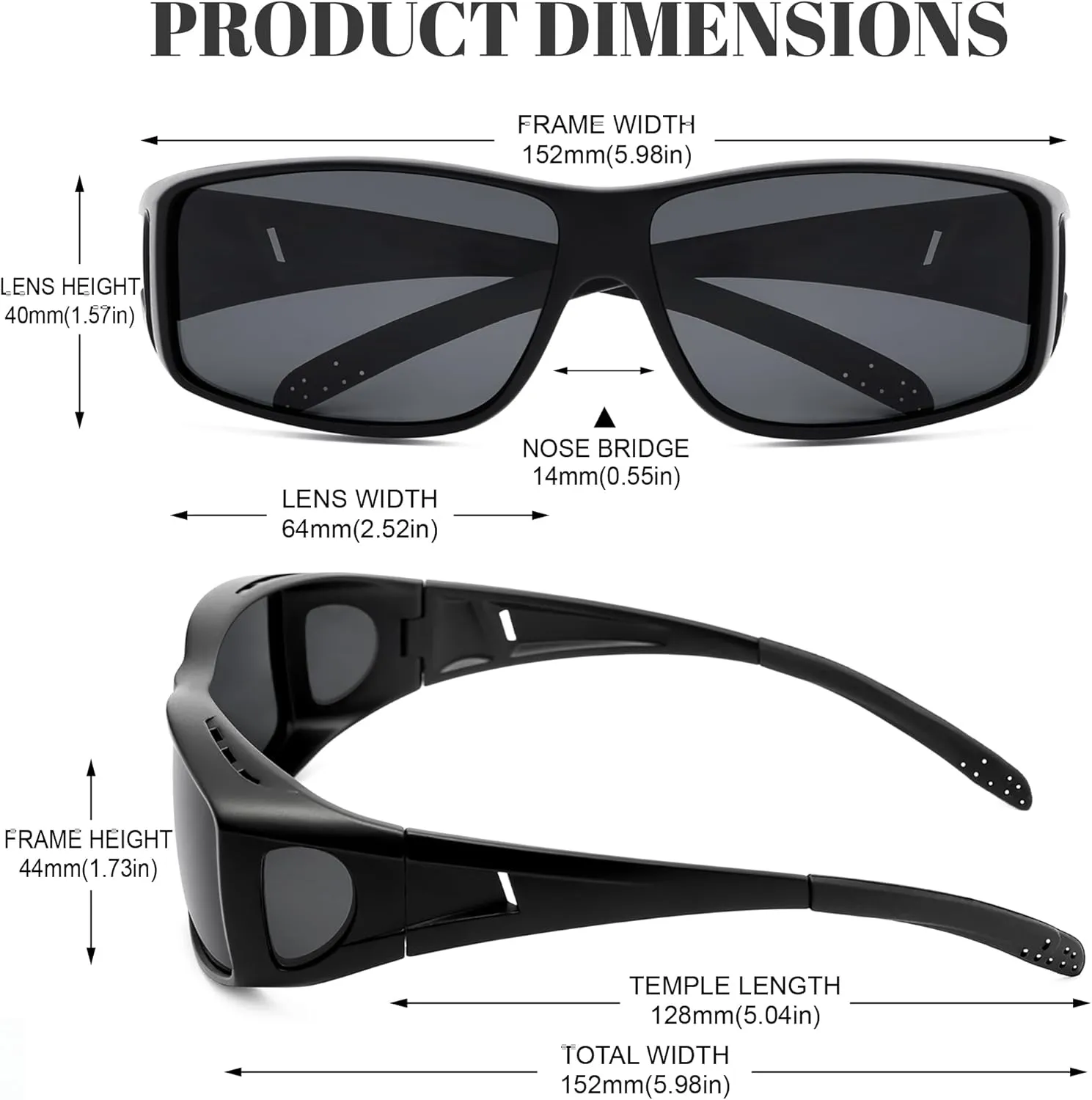 Polarized Sunglasses Fit Over Prescription Glasses for Men Women, Wrap Around Sunglasses UV400 Protection for Driving