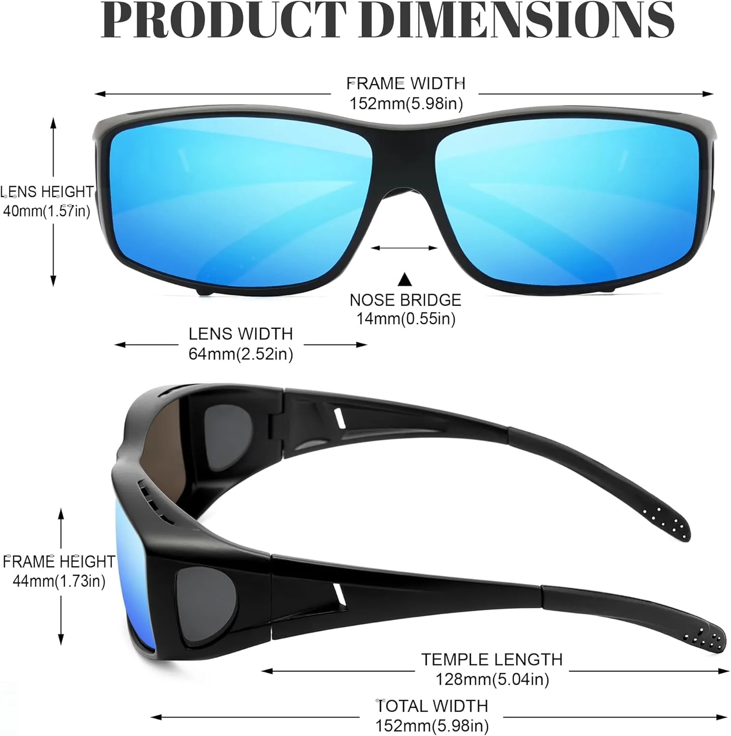 Polarized Sunglasses Fit Over Prescription Glasses for Men Women, Wrap Around Sunglasses UV400 Protection for Driving