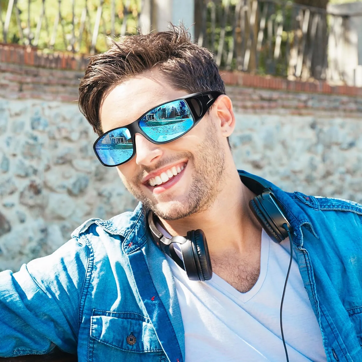 Polarized Sunglasses Fit Over Prescription Glasses for Men Women, Wrap Around Sunglasses UV400 Protection for Driving