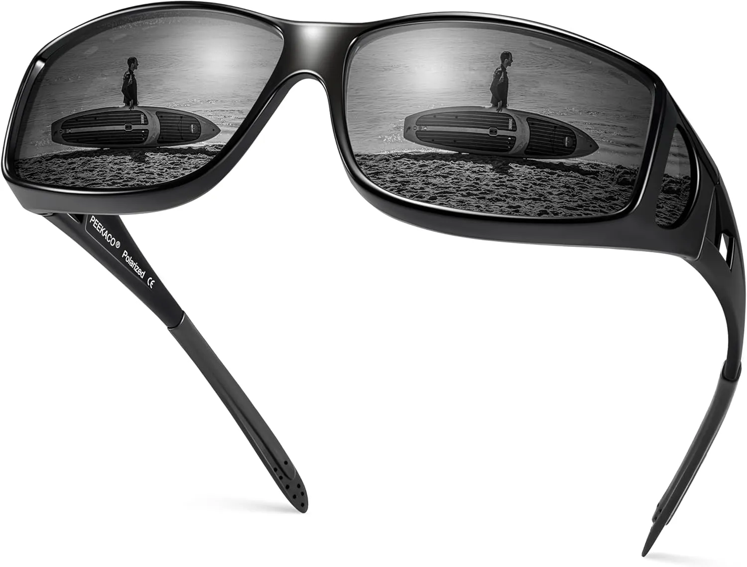 Polarized Sunglasses Fit Over Prescription Glasses for Men Women, Wrap Around Sunglasses UV400 Protection for Driving