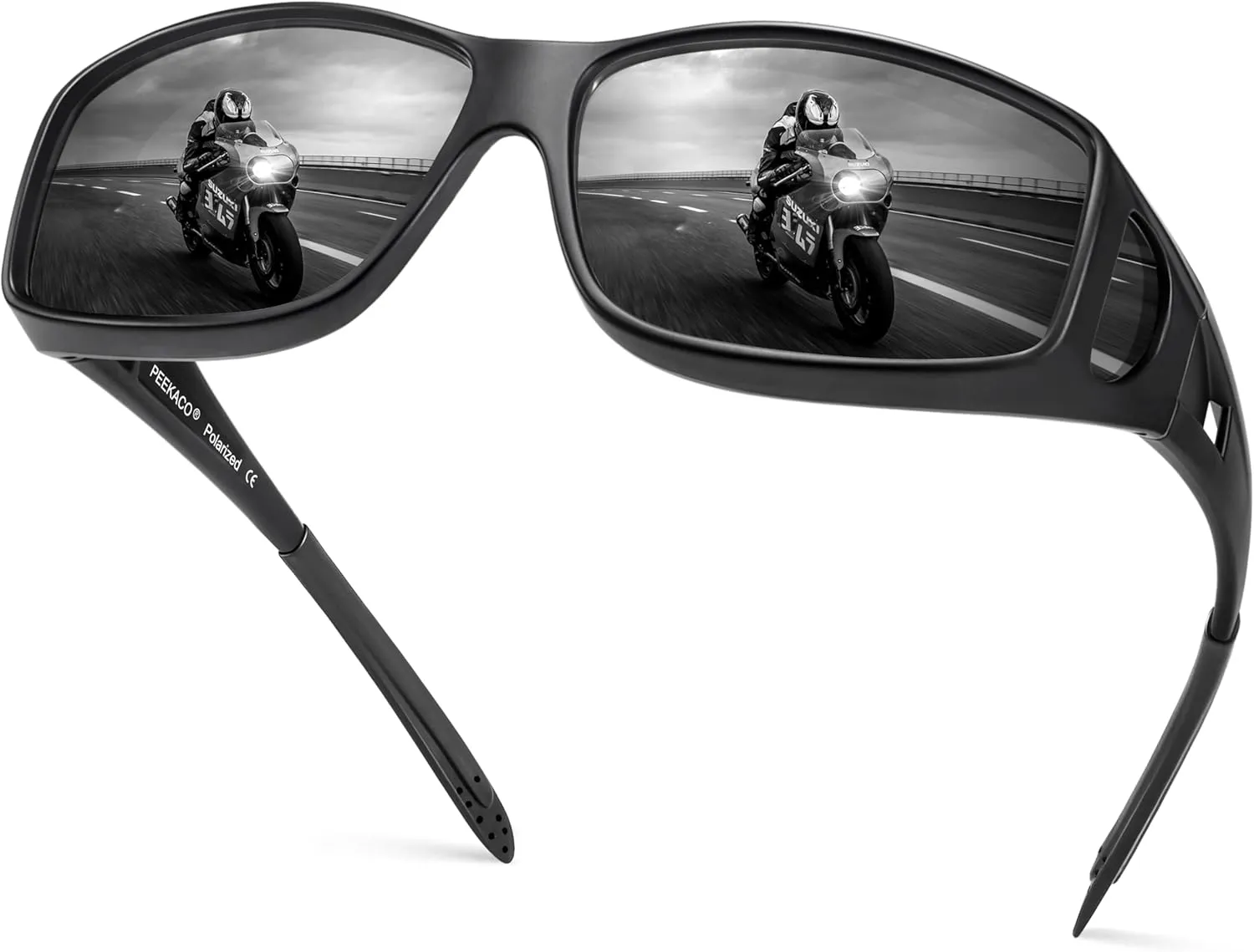 Polarized Sunglasses Fit Over Prescription Glasses for Men Women, Wrap Around Sunglasses UV400 Protection for Driving