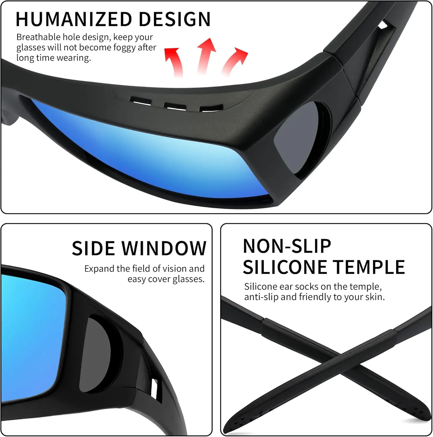 Polarized Sunglasses Fit Over Prescription Glasses for Men Women, Wrap Around Sunglasses UV400 Protection for Driving