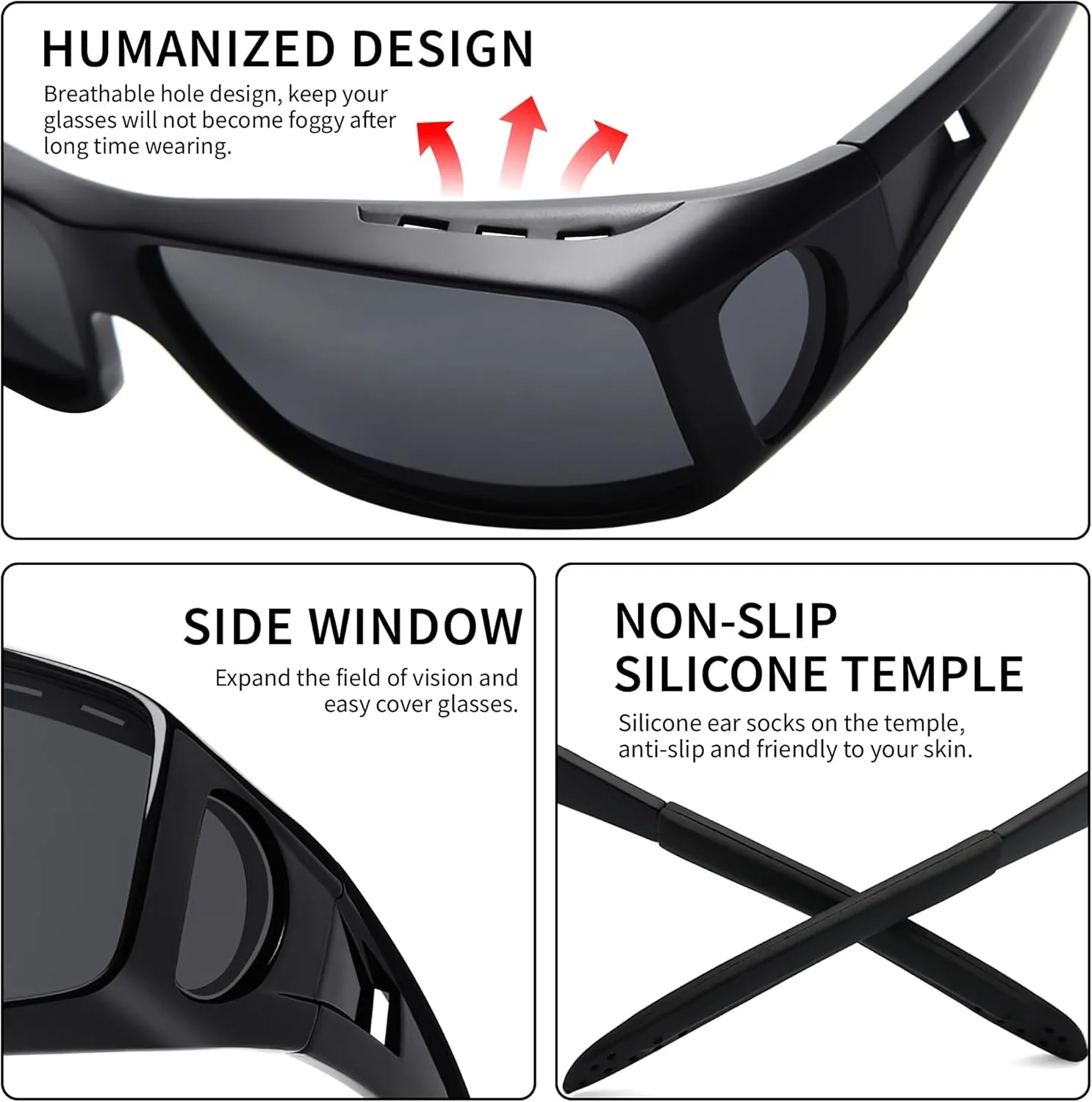 Polarized Sunglasses Fit Over Prescription Glasses for Men Women, Wrap Around Sunglasses UV400 Protection for Driving