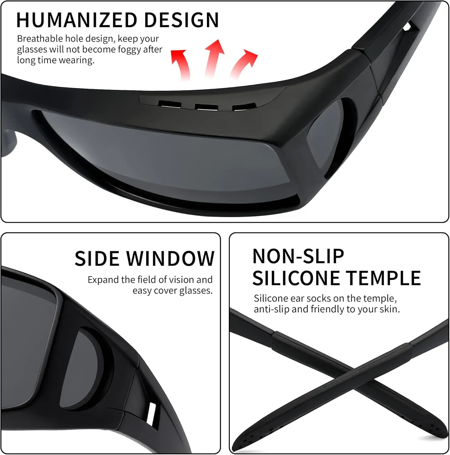 Polarized Sunglasses Fit Over Prescription Glasses for Men Women, Wrap Around Sunglasses UV400 Protection for Driving