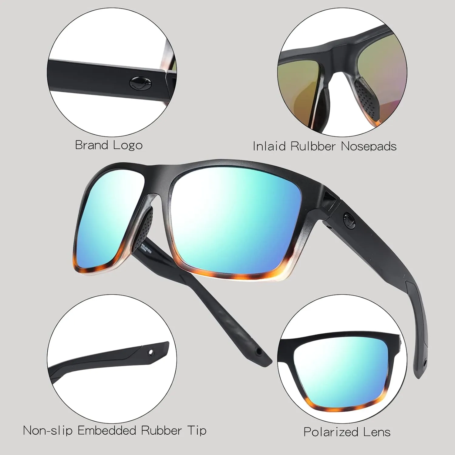 Polarized Sunglasses for Men and Women Anti UV Protection Square Sports Sunglasses Men for Cycling Fishing Driving 82930