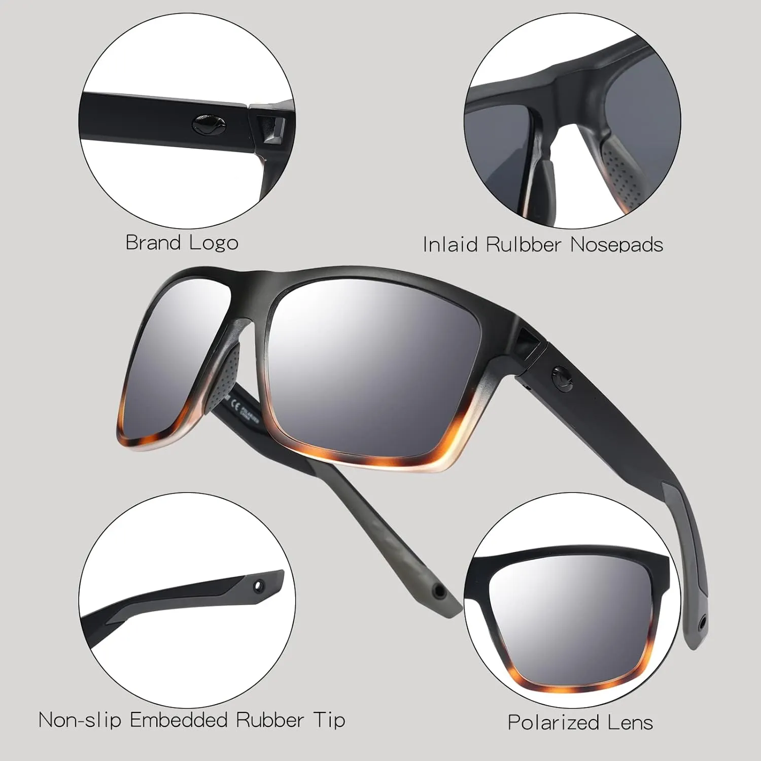 Polarized Sunglasses for Men and Women Anti UV Protection Square Sports Sunglasses Men for Cycling Fishing Driving 82930