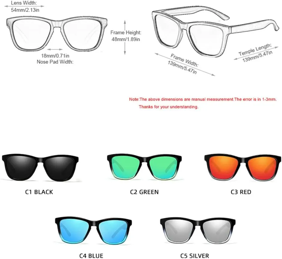 Polarized Sunglasses Men Women Blue Sun Glasses Reduce Glare Outdoor Shades UV400