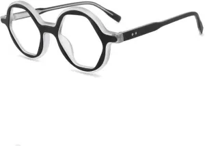 Polygon Acetate Glasses Frame Casual Eyeglass Retro Clear