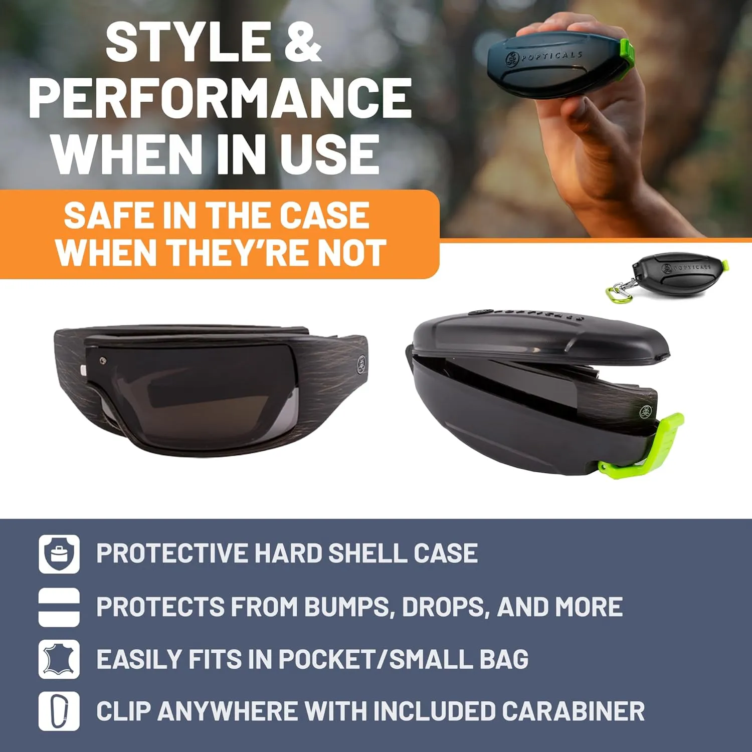 POPGEAR Mens Sport Sunglasses, Womens Polarized Sunglasses, Grilamid TR90 Made in Italy, Easily Collapse For Compact Storage